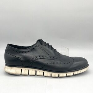 Cole Haan Mens 12M Zerogrand‎ Wingtip Oxford Black Leather Sneakers Shoes Casual